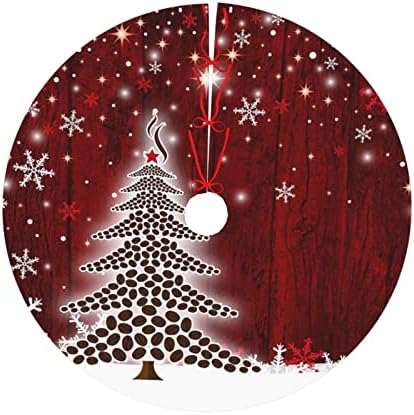 Cuamzst 48 אינץ 'חצאית עץ חג המולד אדום עץ חג המולד פתיתי שלג חצאית עץ