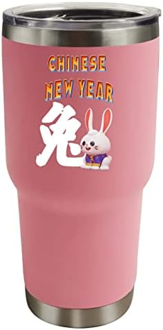 נירוסטה שנה טובה שנה טובה ספל קפה סינית שנה חדשה בקבוקי מים נירוסטה עם מכסה וקש קפה תרמו קפה ספל מוזר מתנות שלה