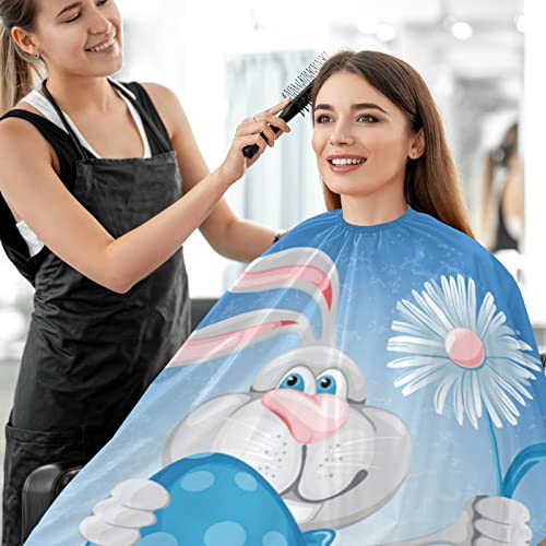 Visesunny Barber Cape Cartoon Bunny ביצת פסחא אביב פרח פוליאסטר שיער שיער חיתוך סלון קייפ סינר אנטי-סטטי תספור