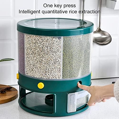 מיכל תבואה, מתקן אורז, 360 מסתובב מתקן מזון מדידת צילינדר עם מכסה לחות עמיד ביתי למטבח סויה תירס