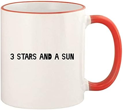 מתנות קישוטים 3 כוכבים וספל קפה בצבע ידית ושפה בצבע שמש - 11 אונקיות, אדום