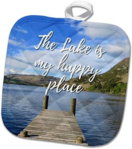 תמונת 3 של אגם עם טקסט של האגם היא המקום המאושר שלי - Potholders