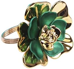 Ganfanren 6 יחידים דו צבעים מפית פרחונית טבעת מפית חתונה טבעת מפית טבעת מפית (צבע: ירוק, גודל