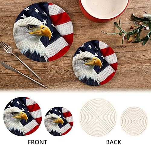 Umiriko Eagle American Flag Potholders Set Trivet