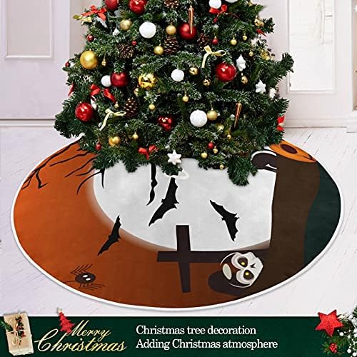 קישוט חצאית עץ חג המולד של Alaza, קישוט חצאית מיני עץ קטן 35.4 אינץ 'עם דלעת חתול ליל כל הקדושים לקישוטים לבית