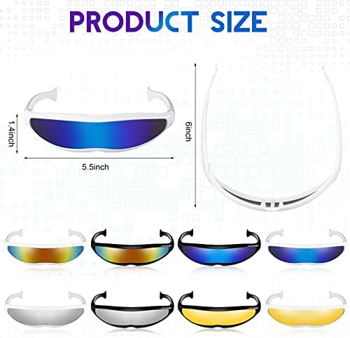 קונוהן 8 זוגות עתידני משקפי שמש צבע מראה עדשה צר מגן משקפי שמש עתיד משקפיים חלל משקפיים לנשים גברים