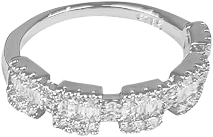 2023 טבעות נישואין כסף חדשות לנשים שרשרת כסף חלולה ריינסטון טבעת צורה גיאומטרית צורה ריינסטון טבעת קווי כסף טבעת מתפתלת