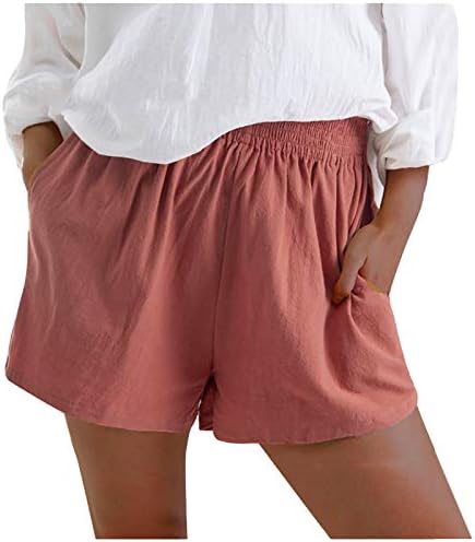 גלימות משי לנשים מכנסיים מזדמנים עם כיס קצר במכנסיים קצרים בצבע אחיד נוחים צמרות שרוול קצרות של נשים אלסטיות ו