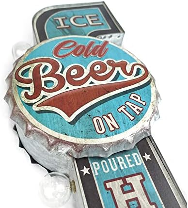 בירה קרה קרח על הברז שנשפכה לכאן שלט בר הוביל, שלט כחול גדול של 25 אינץ