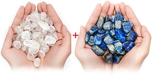 1lb קוורץ ברור קריסטל אבני אבנים מתפוצצות + 1lb גבישי Lapis lazuli