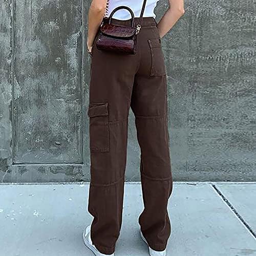 מכנסי מטען Ausyst נשים סגנון רחוב סגנון אופנה תחושה מרובת כיס סוודים משוררים מכנסי ספורט מותניים נמוכים אלסטיים