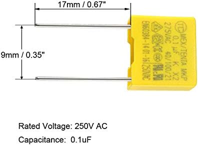 uxcell polypropylene סרטים בטיחות קבלים 0.1UF 275VAC x2 MKP 10 PCS