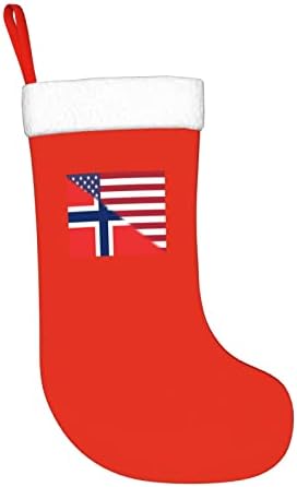 דגל אמריקאי של TZT ודגל נורווגי גרבי חג המולד, מתנות למסיבת חג חג המולד לקישוטים לחג משפחתי 18 אינץ '