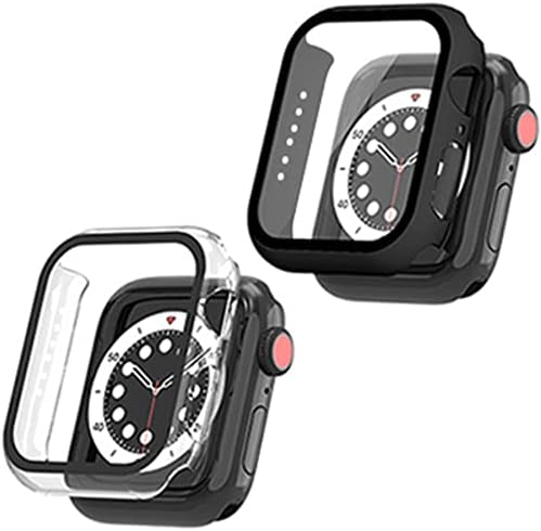 Censera 2-Pack Case Case התואם לסדרת Apple Watch 7 41 ממ מובנה HD מגן מסך זכוכית מחוסמת, IWatch כיסוי מגן על מחשב כללי