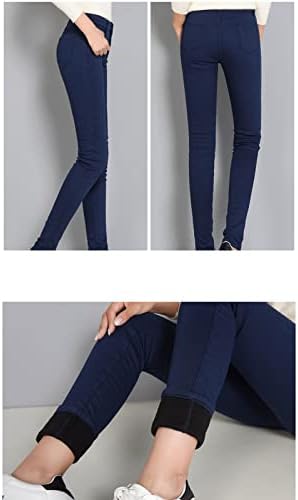 נשים של חורף חם צמר מרופד ג 'ינס רזה בכושר תרמית עיפרון ג' ינס מכנסיים סקיני גבוהה מותן מחודד ז ' אן