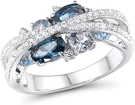 2023 תכשיטים חדשים סט תכשיטים נוצצים טבעת יוקרה טבעת יוקרה בסדר לנשים סט טבעות כחולות טבעות כלה