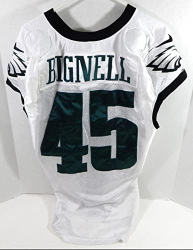 2015 Philadelphia Eagles Mac Bignell 45 משחק השתמש בג'רזי תרגול לבן 48 45 - משחק NFL לא חתום בשימוש בגופיות