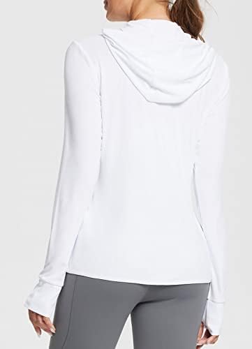 Baleaf's UPF 50+ חולצות הגנה מפני שמש SPF ז'קט UV קפוצ'ון חולצה שרוול ארוך רץ בגדי טיולים חיצוניים