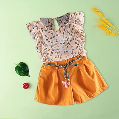 תלבושות קיץ לבני נוער 2023 פרחוני טרנדי מודפס מוצק+מכנסיים קצרים בגדים לילדים מגדי