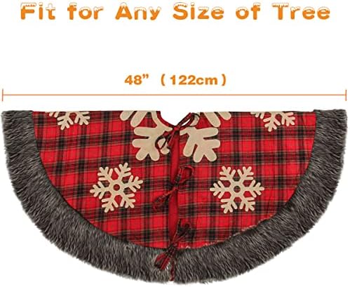 חצאית עץ חג המולד של AIDUY, חצאית עץ חג המולד משובצת באפלו בגודל 48 אינץ