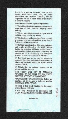 מייק טייסון חתום על כרטיס נשיכה של הוליפילד DQ - 28 ביוני 1997 - מושב רצפה - PSA - כרטיסי אגרוף עם חתימה