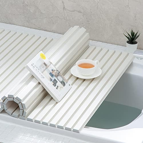 מגש אמבטיה של פנגפנג פנגפי, מכסה אמבטיה של תריס לבן מתקפל, לוח רחצה אטום לחדר אמבטיה, מתאים לרוב האמבטיות, עובי 1.2 סמ,