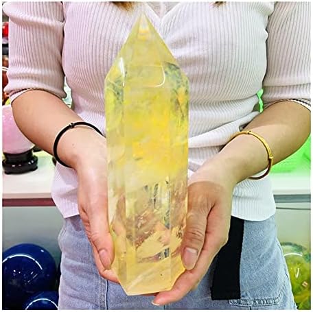 Saiyi צהוב התמזג קוורץ נקודת קריסטל ריפוי obelisk משושה שרביט משושה מתנה רייקי לחברים ובני משפחה לקידום בריאות טבעית