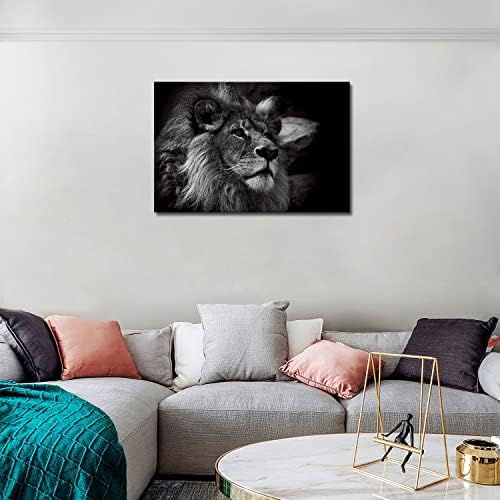 שחור ולבן אפור האריה ראש דיוקן קיר אמנות ציור תמונות הדפסה על בד בעלי החיים את תמונה לבית מודרני קישוט