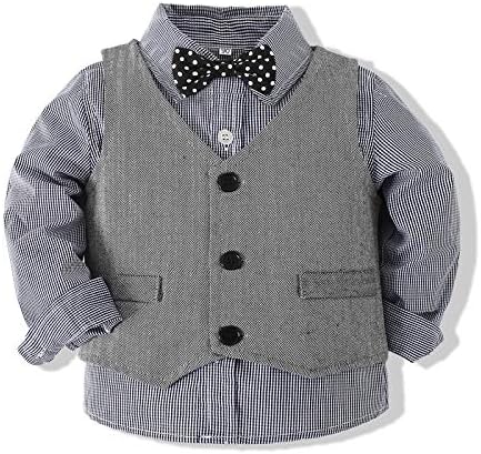 סט ג'נטלמן לתינוק עם חולצת שמלה+עניבת פרפר+אפוד ומכנסיים 3 pc סט