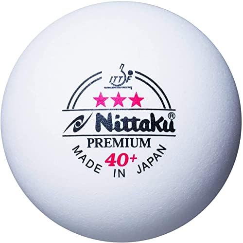 NITAKU NB-1300 כדור טניס שולחן טרימיום לשלושה כוכבים, כדור מוסמך נוקשה, פלסטיק, חבילה של 3, לבן, 1.6 אינץ '
