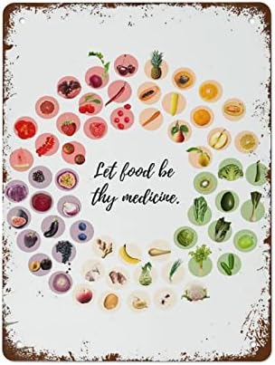 תן לאוכל להיות הרפואה שלך פירות וירקות תזונה פוסטר אמנות מתכת שלט פח עיצוב מטבח טבעוני צמחוני מצחיק וינטג 'מתכת שלט