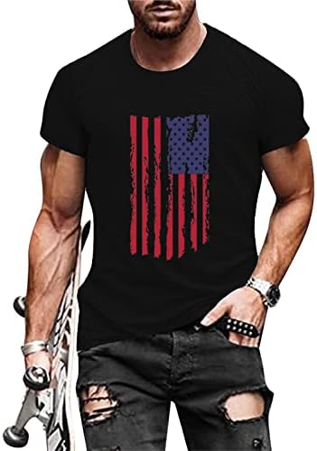 UBST 4 ביולי חייל גברים שרוול קצר חולצות טריקו רטרו דגל אמריקאי חולצת טשטש קיץ שריר פטריוטי