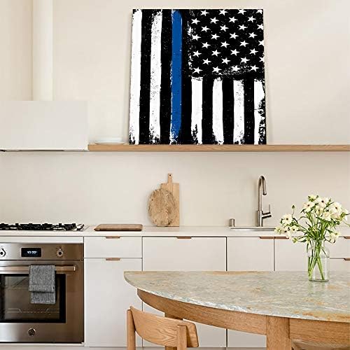 ציור שמן ללא תפוחים על בד אמריקה דגל פס קיר אמנות בית תפאורה כחול לבן שחור מודרני תמונות ציור לסלון, מוכן לתלייה-8