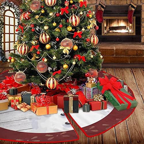 חצאיות עץ חג שמח 36 x36 תן לזה שלג איש שלג עץ חג המולד חצאית פתית שלג עץ אדום מרקם חצאית בהתאמה אישית כיסוי מחצלת