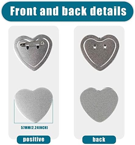 200sets חלקי כפתור ריקים בצורת לב 57 * 54 ממ כפתורים מייצרים ציוד למכונת יצרנית כפתור לב, כל סט כולל כיסוי מתכת