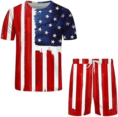 חולצות T קיץ דגל יום העצמאות לגברים דגל אביב פנאי קיץ ספורט חליפה קצרה נוחה לגברים