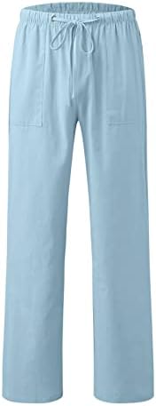 מיאשוי רגל רחבה כיסוי מכנסיים של נשים צבע מוצק מזדמן כיסים רופפים מכנסי מותניים חגורה אלסטית מכנסיים ארוכים מכנסיים