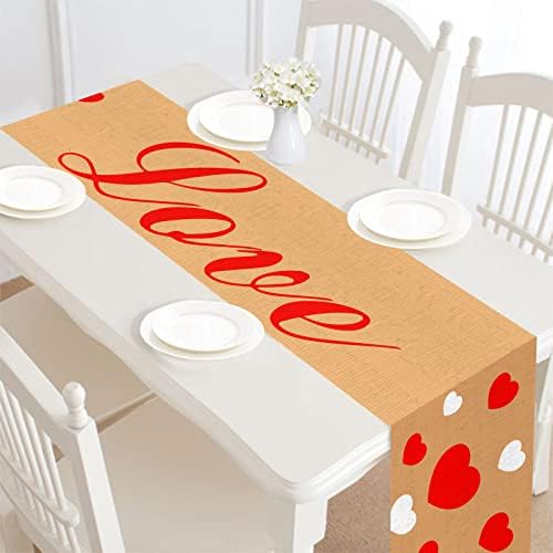 קישוטי שולחן אהבה לבית - יוטה לבבות אהבה רץ לשולחן 13 על 72 אינץ ' ליום האהבה יום נישואין חתונה כפרי שולחן ארוחת