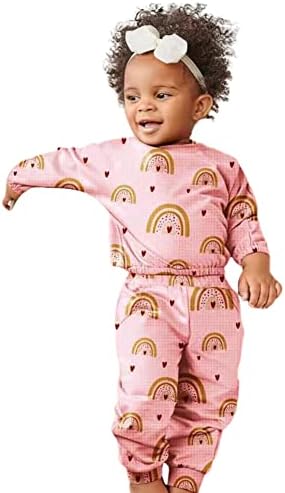 Gliglittr פעוט לתינוקות לתלבושת תלבושת שרוול ארוך סווטשירט סווטשירט סוודר קשת צמרות+מכנסיים ילדים סתיו בגדי חורף