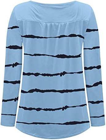 נשים חולצות אופנה פסים מודפס חולצות מקרית כפתור למטה צווארון ארוך שרוול חולצות בסיסי לסרוג חולצות