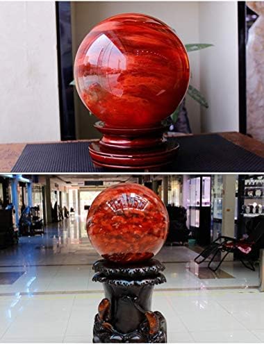 קישוט כדור הבדולל האדום של YLGG גביש טבעי אבן כתוש להמיס קישוט כדור קריסטל אדום