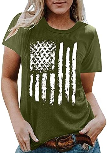 4 ביולי חולצות חולצות לנשים חולצות טוניקות עם שרוול קצר חולצות פסים בדגל אמריקאי חולצות טיז פטריוטיות