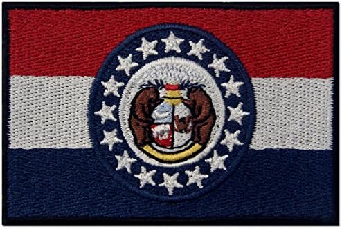 דגל מדינת מיזורי סמל סמל רקום ברזל על תפירה על טלאי מו