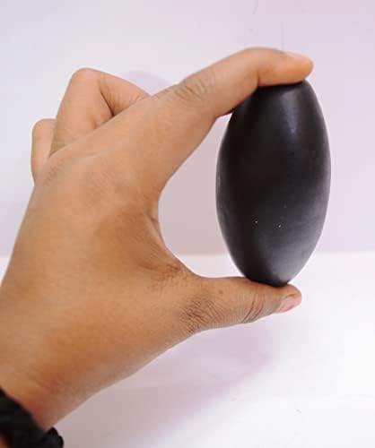 נרמדה אבן שיווה לינגאם 3 אינץ 'סנטימטר שחור שחור - קידוש אנרגיה Shiva Lingam Stone נדיר נרמדה בנאלינגה אבן