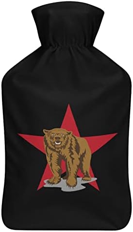 דגל דובי של אימא מקליפורניה של בקבוק מים חמים זריקת גומי עם כיסוי קטיפה חמה לכאבי מחזור מיטה התכווצויות 1 ליטר