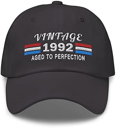 1992 יום הולדת 30 רקום אבא כובע-בציר 30 שנה ישן יום הולדת כובע בגדים כהה אפור