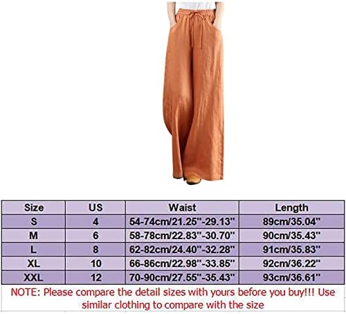 Dsodan 2023 מכנסי פשתן חדשים לנשים, חוף קל משקל רחב רגל ארוכה יוגה פאלאצו באורך מלא מכנסי טרקלין לנשים