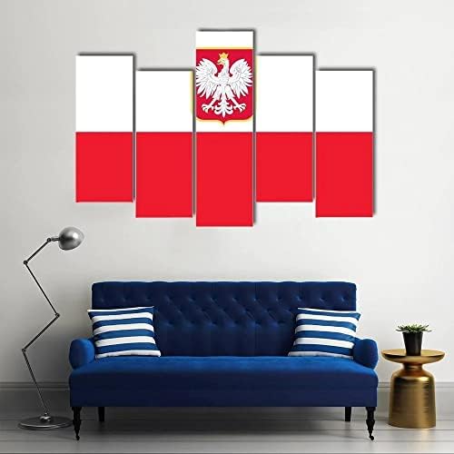 ארגו פלוס רפובליקה של פולין דגל אמנות קיר אמנות מדהימה ציור מתוח מוכן לתלות לעיצוב הבית - מושלם לקיר גלריית הסלון