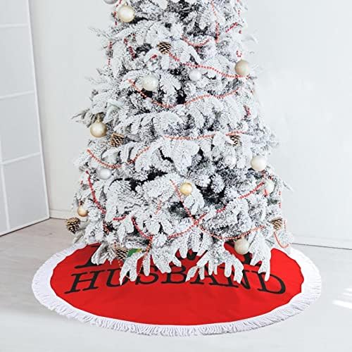 לב קשת אני אוהב את בעלי הדפיס חצאית עץ חג המולד עם ציצית למסיבת חג מולד שמח תחת עץ חג המולד