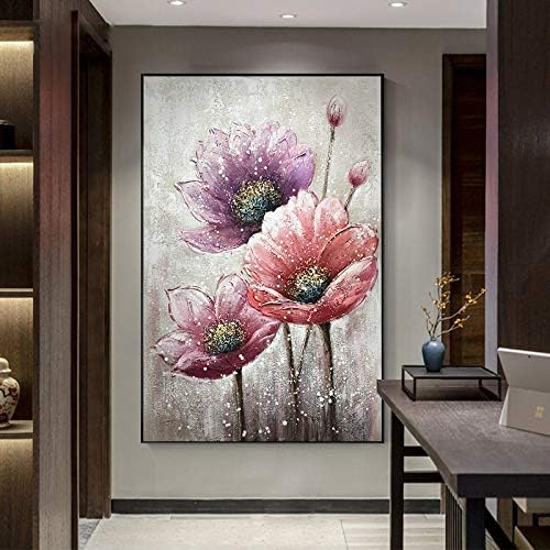 טנג'ואסטג 'ציורי שמן צבועים ביד, פרחים רומנטיים פוסט-מודרניים אנכיים תלויים ציורים יוקרתיים קלים ציורים דקורטיביים לחדר